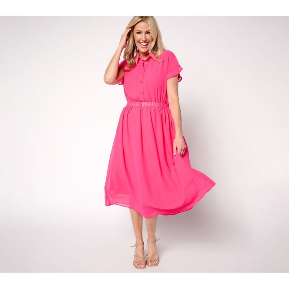 Wacoal Women's Petite Dress PS Jersey Chiffon Overlay Pink